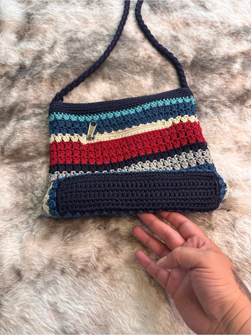 The Sak Navy Multicolor Crochet Shoulder Bag - Picture 5 of 5